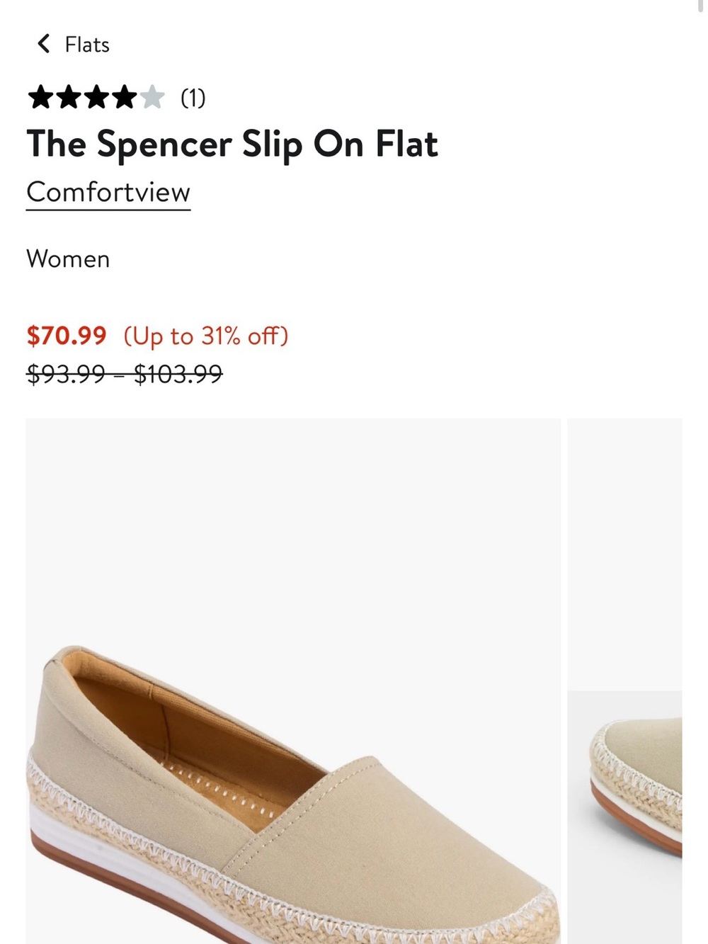 Comfortview Spencer Women’s Slip-On Canvas Loafers in Beige 9.5M